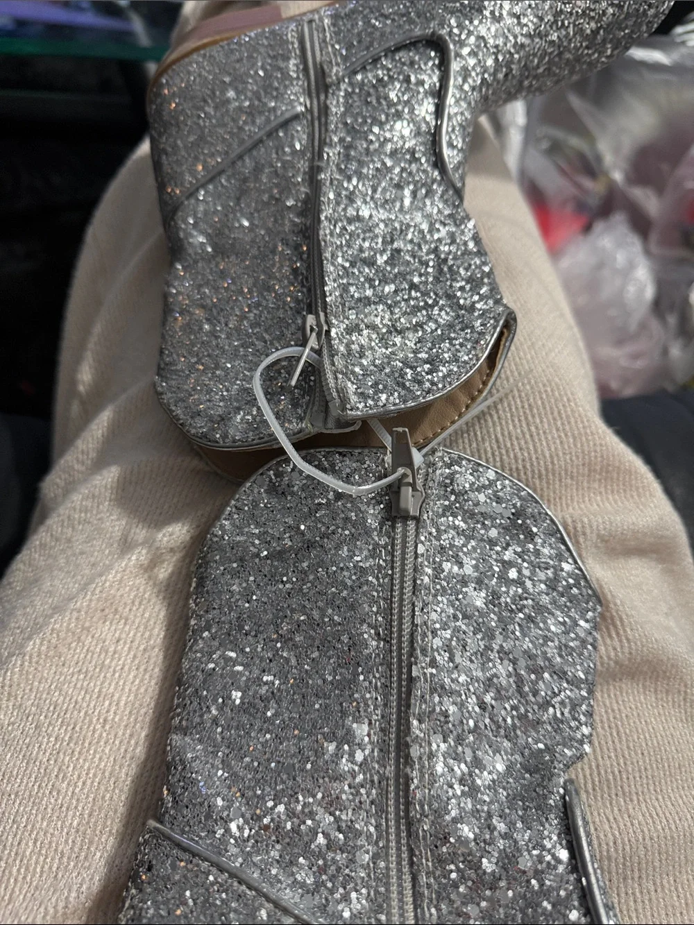 NWT Dolce Vita Silver Linz Glitter Kids Western Boots
